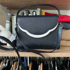 Courreges Paris three putter formal structured cross body purse